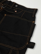 KAPITAL - Lumber Straight-Leg Embroidered Cotton-Canvas Cargo Trousers - Black