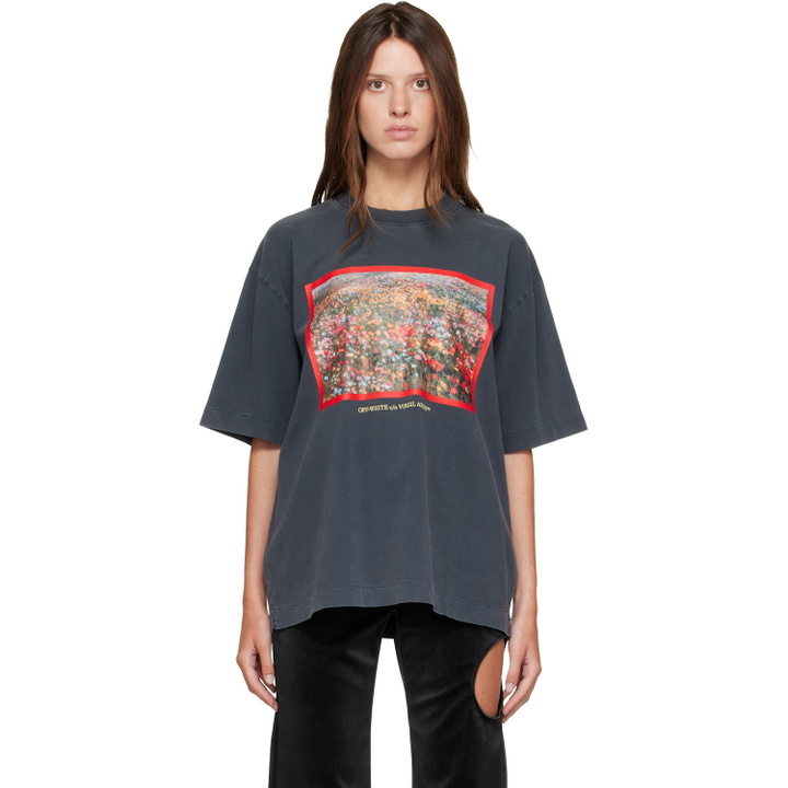 Photo: Off-White Gray Flowers Field Skate T-shirt