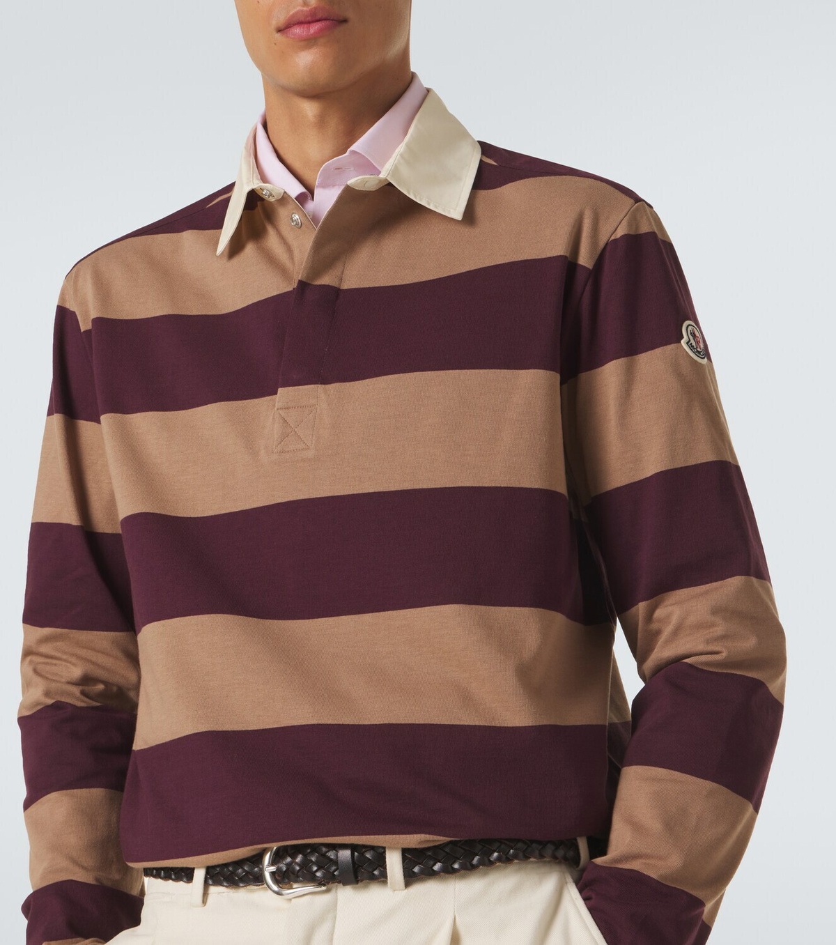 Moncler Striped cotton piqué polo shirt