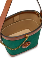 Versace Chain Small Leather and Suede Bucket bag - Green - One Size