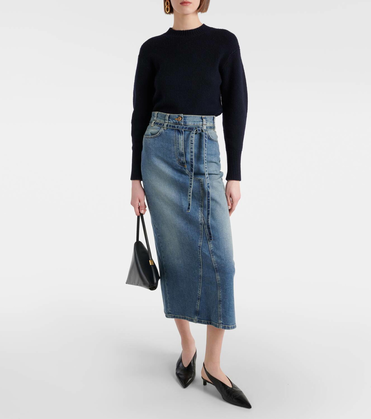 Altuzarra High-rise denim midi skirt