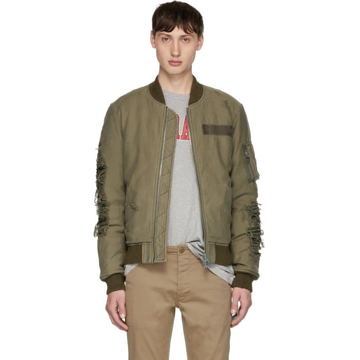 Photo: R13 Green Ripped Puffer Bomber Jacket 