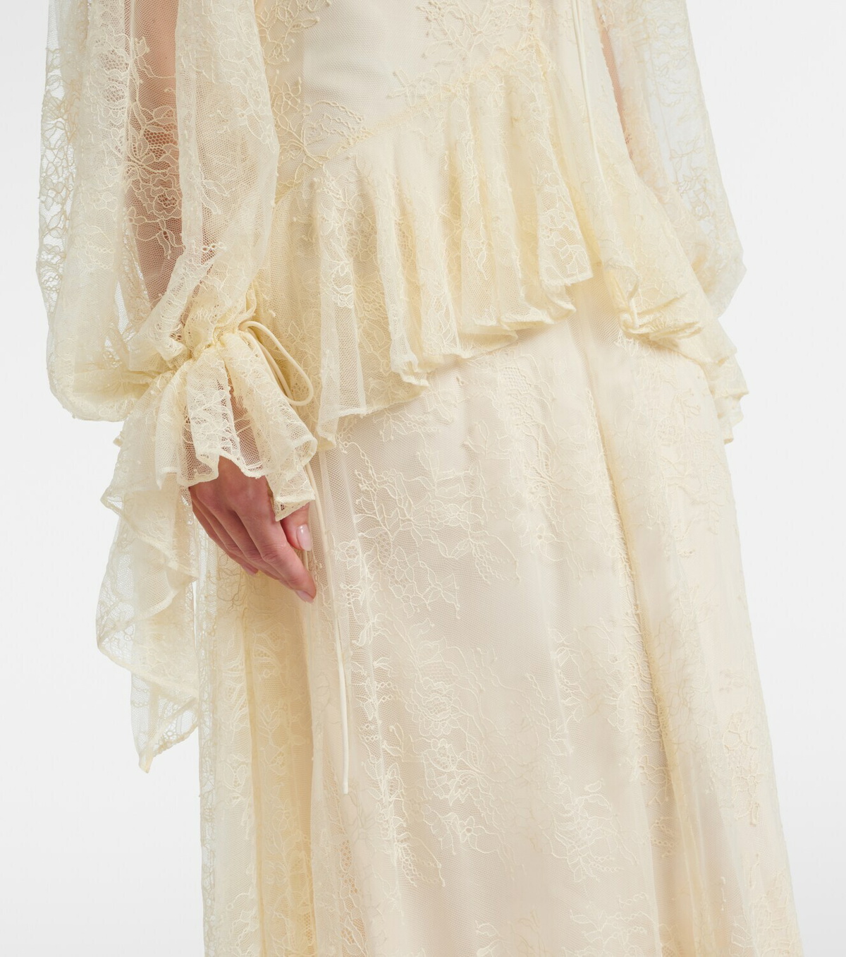 De La Vali Esen ruffled lace maxi dress