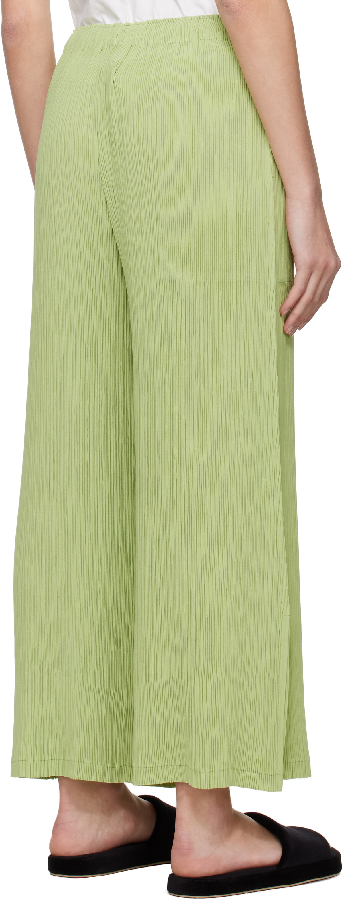 ISSEY MIYAKE Green Hatching Bottoms Trousers