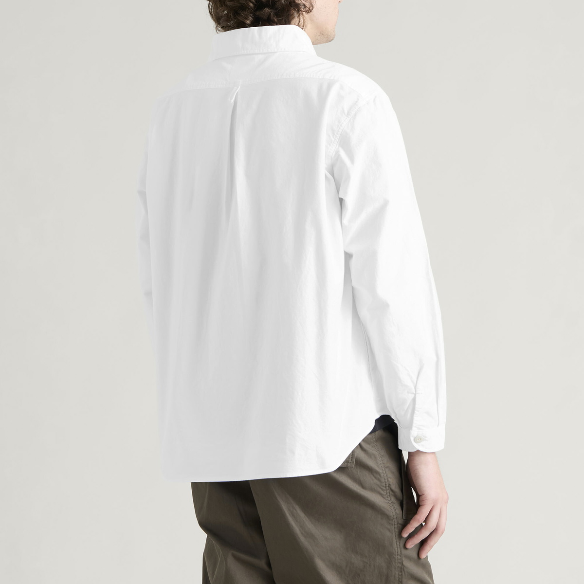Danton Men's Round Collar Pop Over Shirt in White