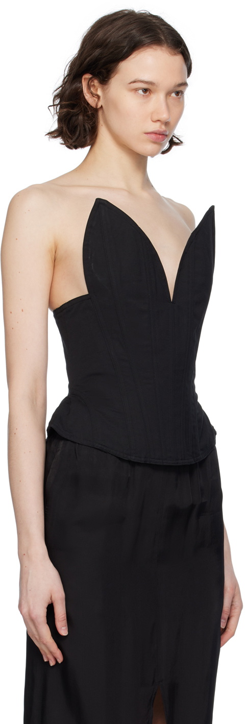 Pushbutton Black Bustier Top