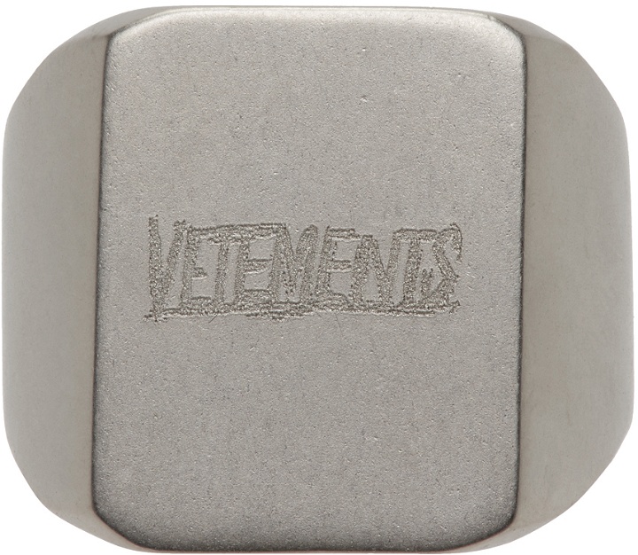 Photo: VETEMENTS Silver Scratched Logo Ring