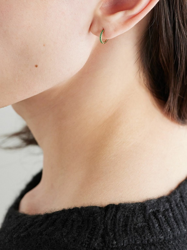 Photo: MARIA TASH - 8mm Eternity 18-Karat Gold Emerald Single Hoop Earring
