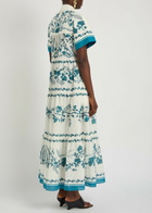 Erdem Floral-print Cotton and Linen-blend Midi Shirt Dress Blue
