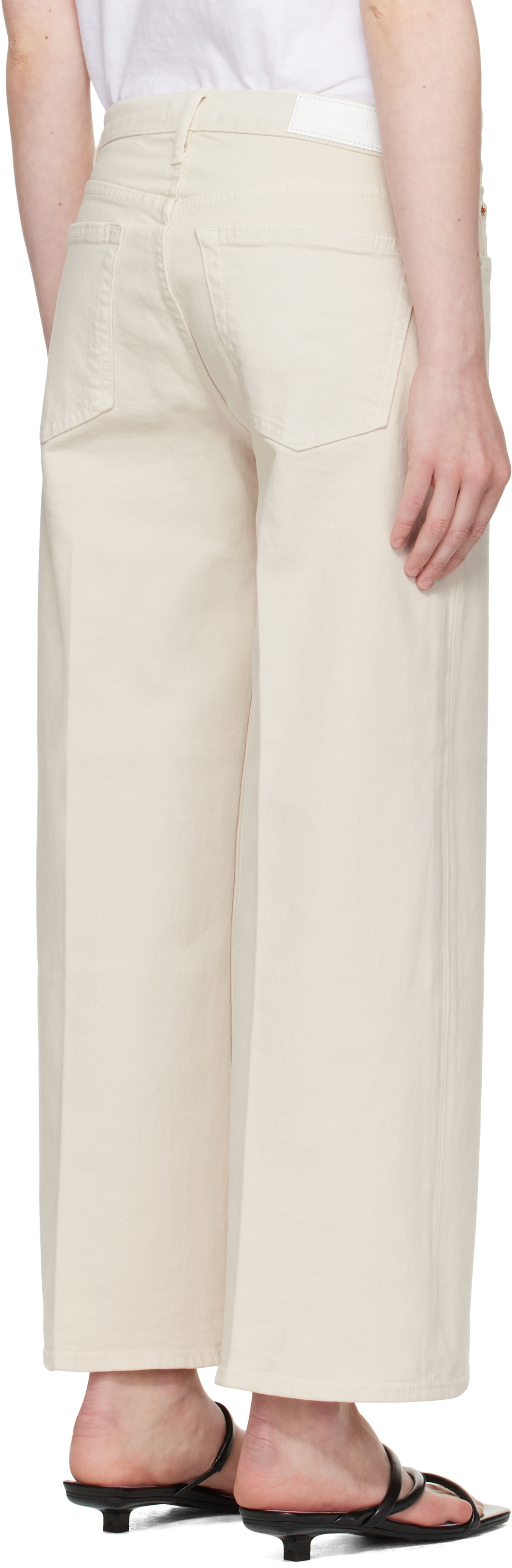 Re/Done Off-White Comfort Stretch Wide Leg Crop Jeans