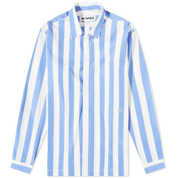 Photo: Sunnei Men's Broad Stripe Shirt in White/Blue Stripe