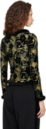 Chopova Lowena Black & Green Dew Sweeper Mesh Blouse