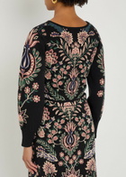 Farm Rio Marvelous Garden Floral-jacquard Knit Crop top Black