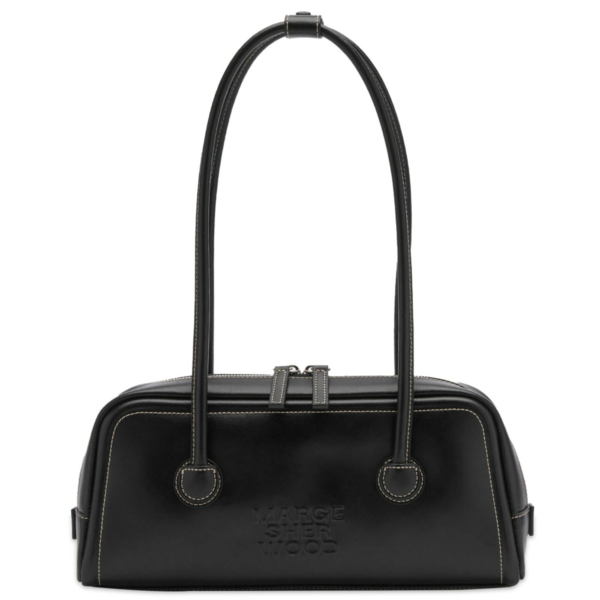 ★MARGE SHERWOOD★ SOFT TOTEblack plain 5000612312 MARGE SHERWOOD Black Glossy Plain Tote Bag | Korean Fashion