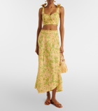 Poupette St Barth Eva floral cotton midi skirt