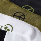 Maharishi Men's MILTYPE Peace Sport Sock - 3 Pack in White/Black/Olive