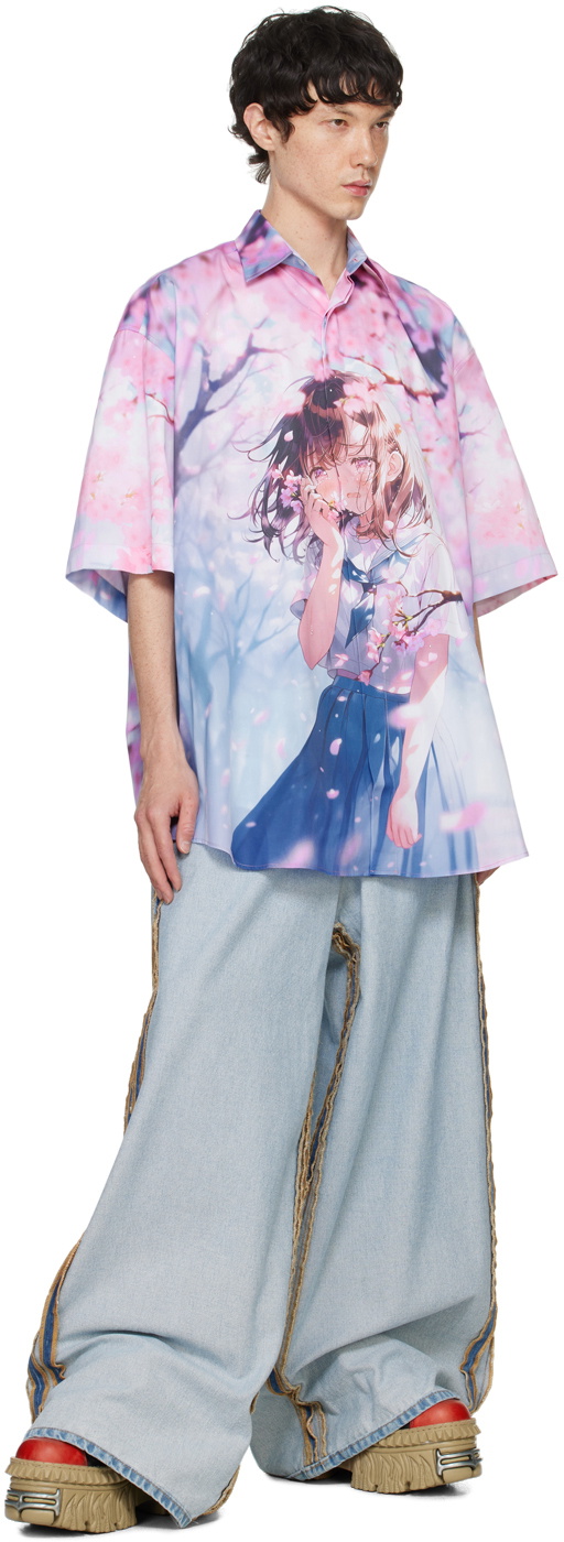 VETEMENTS Purple Anime Short Sleeve Shirt
