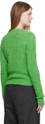 AURALEE Green Cashmere Melange Knit Sweater