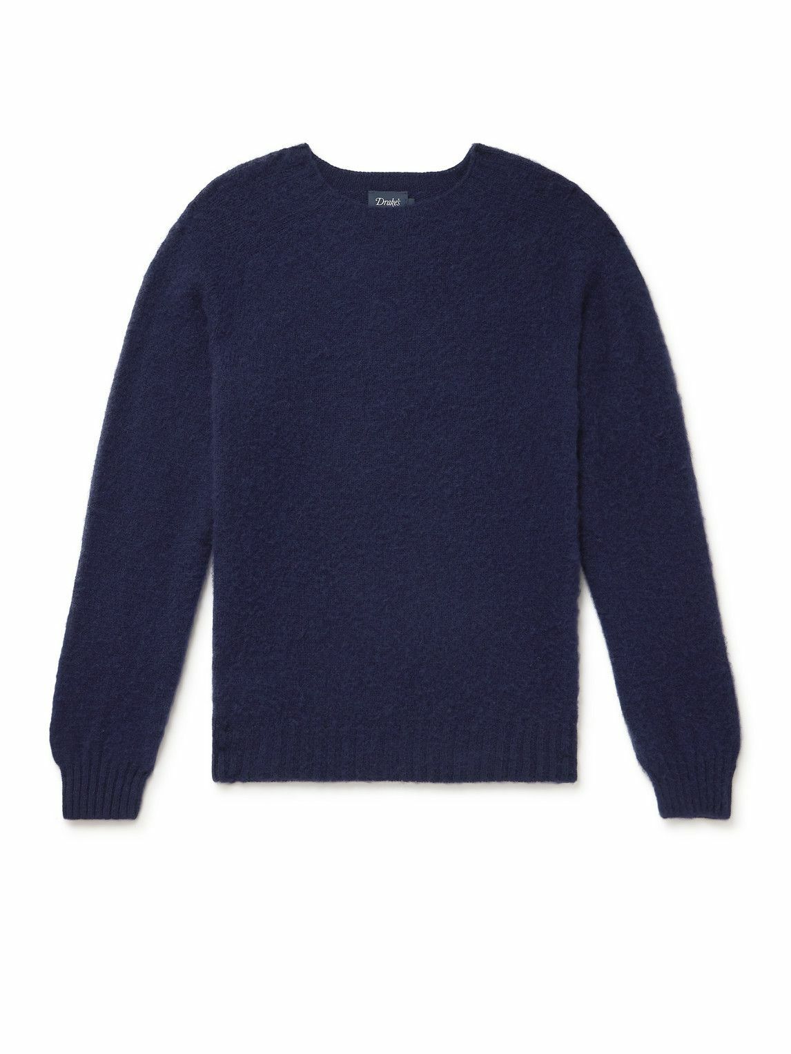 Drake's Brushed Shetland Wool Sweater Blue Drake's