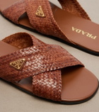 Prada Woven leather slides