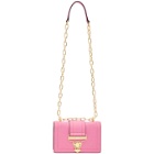 Versace Jeans Couture Pink Croc Salopette Buckle Shoulder Bag