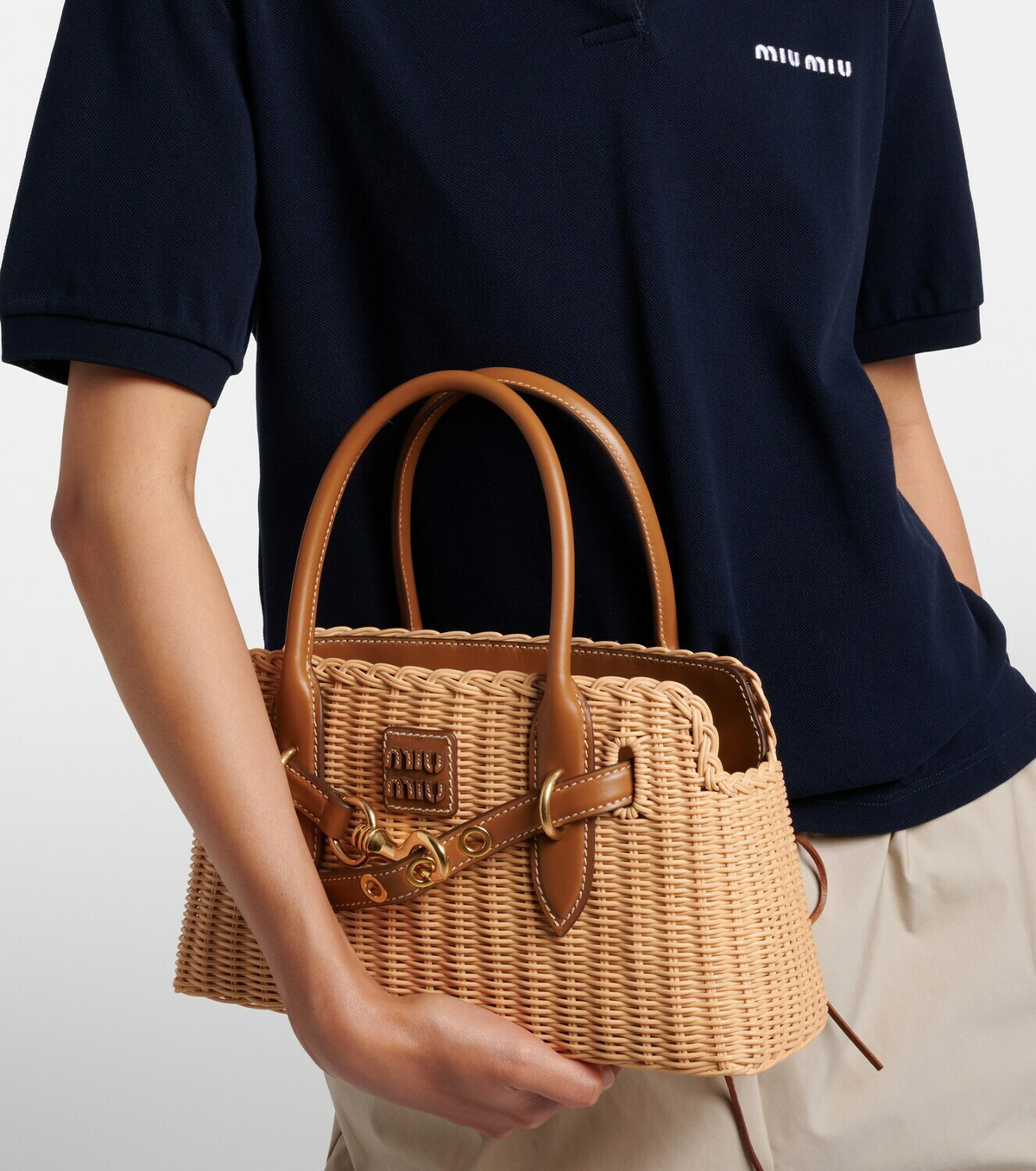 Miu Miu Aventure wicker top-handle bag