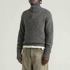Auralee Men's Homespun Tweed Knit Zip Jumper in Grey