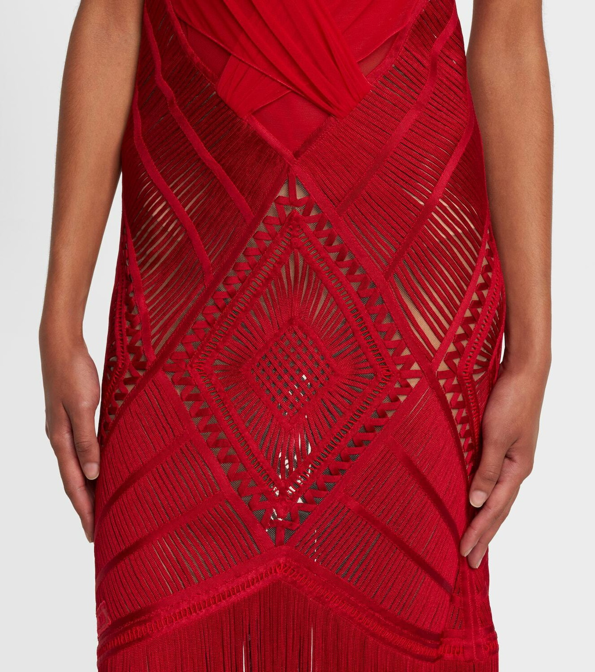 The Attico Soutache embroidered tulle cocktail dress