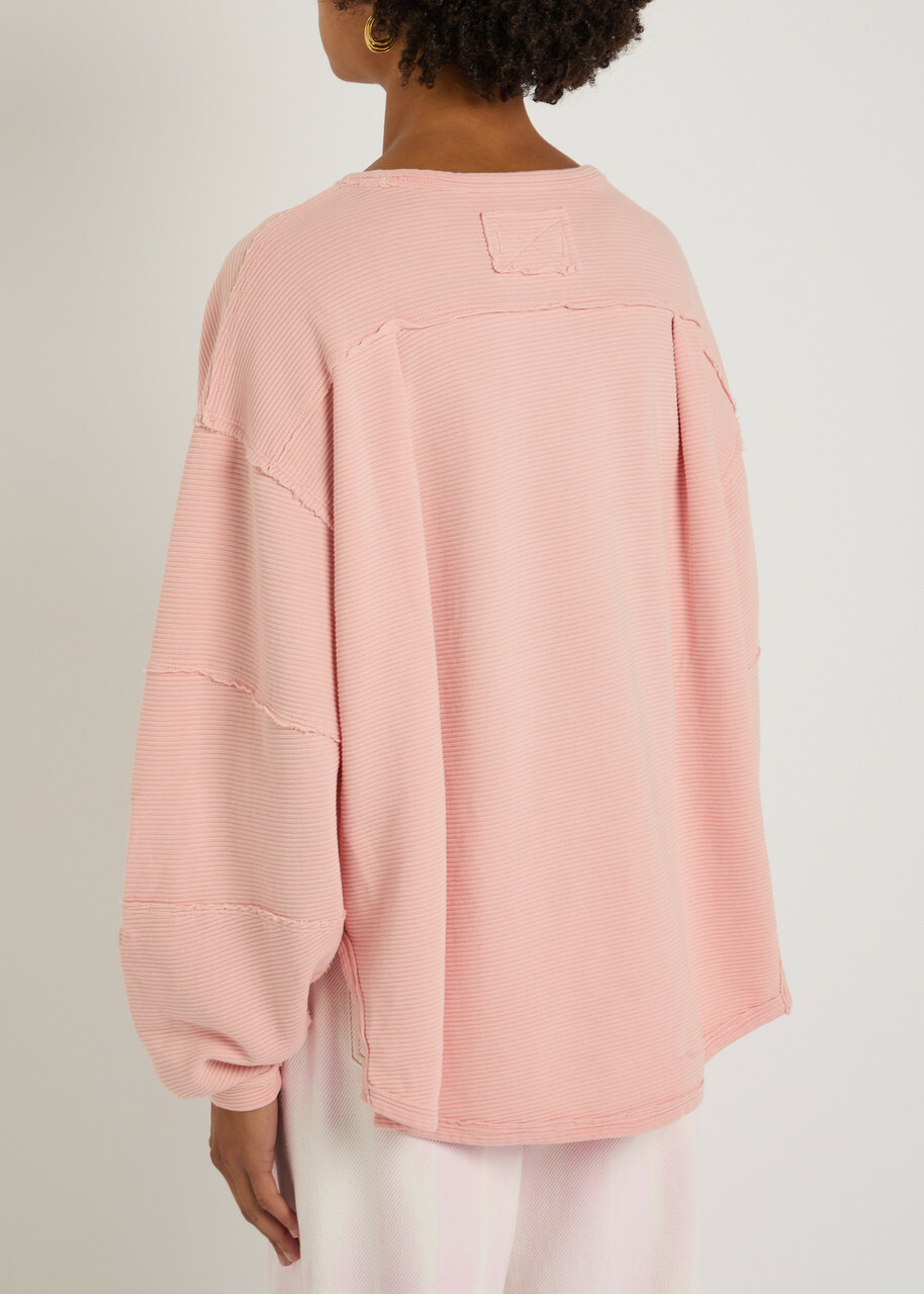 Free People Total Eclipse Ribbed Cotton T-shirt Peach
