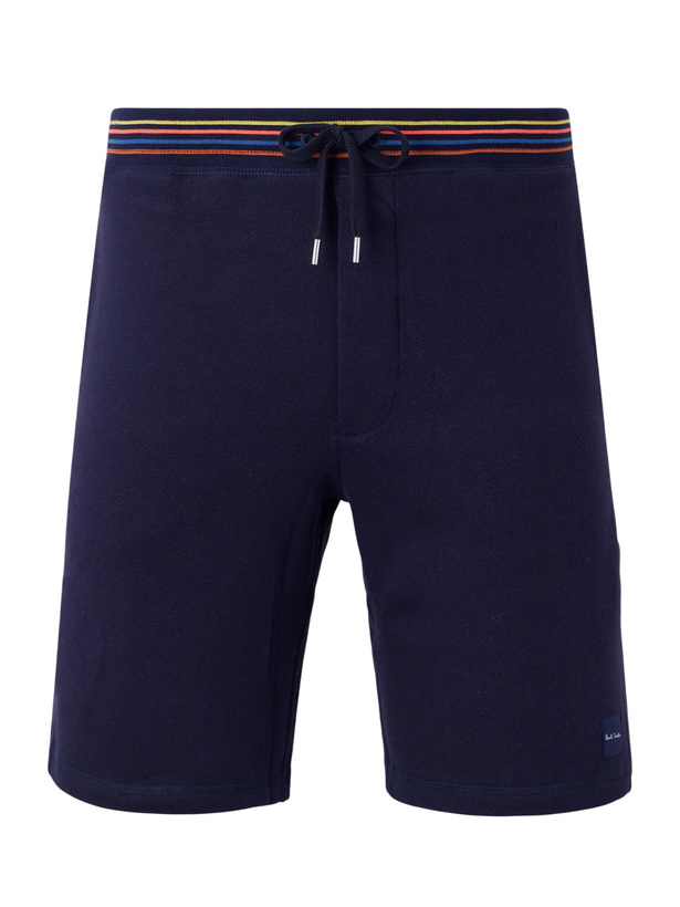Photo: Paul Smith - Straight-Leg Striped Cotton-Jersey Shorts - Blue