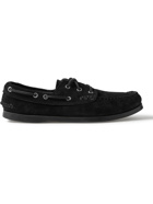 YUKETEN - Suede Boat Shoes - Black