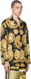 Versace Underwear Black Silk Medusa Amplified Pyjama Shirt