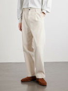 Barena - Straight-Leg Pleated Cotton-Drill Trousers - Neutrals