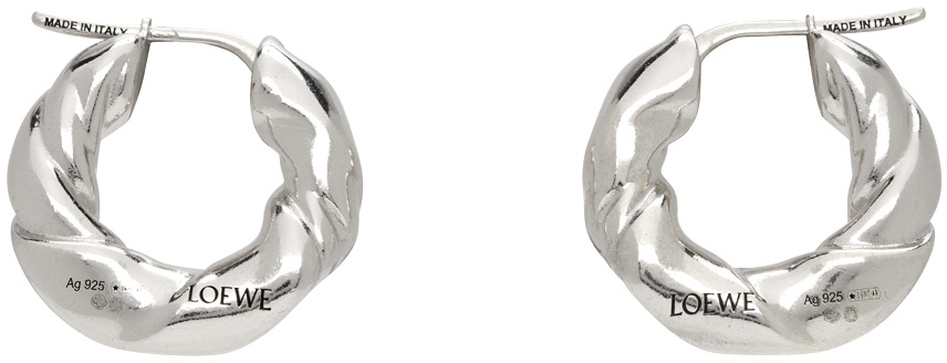 Logo Sterling Silver Drop Earrings in Gold - Loewe