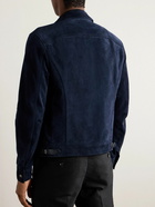 TOM FORD - Leather-Trimmed Suede Bomber Jacket - Blue