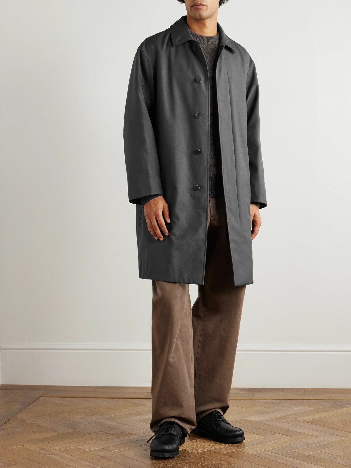 ATON - Padded Silk-Twill Jacket - Gray