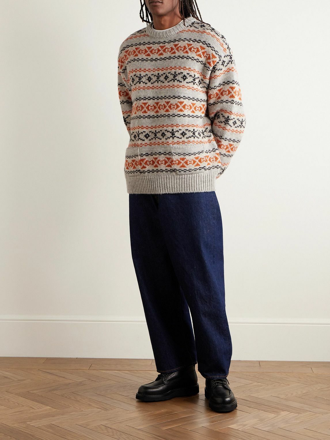 KAPITAL - Fair Isle Wool Sweater - Orange