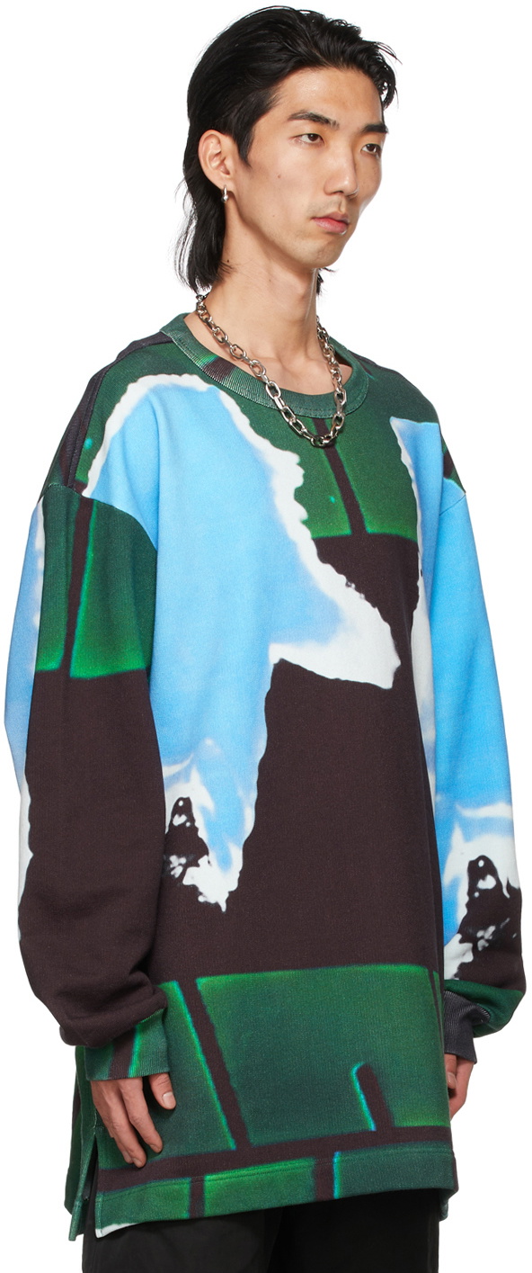 Dries Van Noten Blue & Green Len Lye Edition Print Sweatshirt