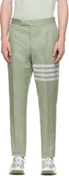 Thom Browne Green 4-Bar Trousers