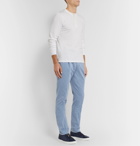 Brunello Cucinelli - Tapered Stretch-Cotton Twill Drawstring Trousers - Blue