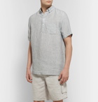 Onia - Josh Button-Down Collar Striped Slub Linen Half-Placket Shirt - Navy