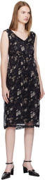 R13 Black Sleeveless V-Neck Midi Dress