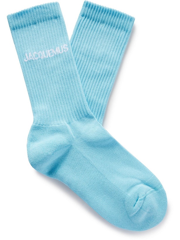 Photo: Jacquemus - Logo-Jacquard Ribbed Cotton-Blend Socks - Blue