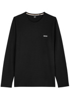 Boss Logo Waffle-knit Cotton-blend Pyjama top Black