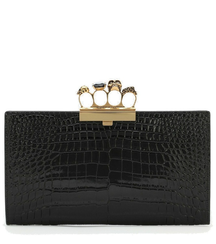 Photo: Alexander McQueen Four Ring Small croc-effect leather clutch