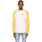 Palm Angels White and Yellow Smiley Edition Burning Head Long Sleeve T-Shirt