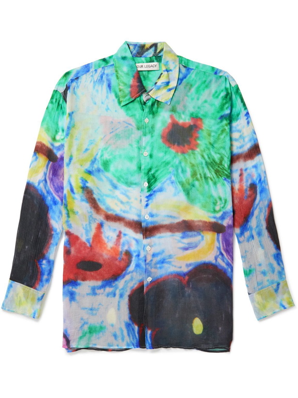 Photo: Our Legacy - Printed Crinkled Cotton-Blend Voile Shirt - Green