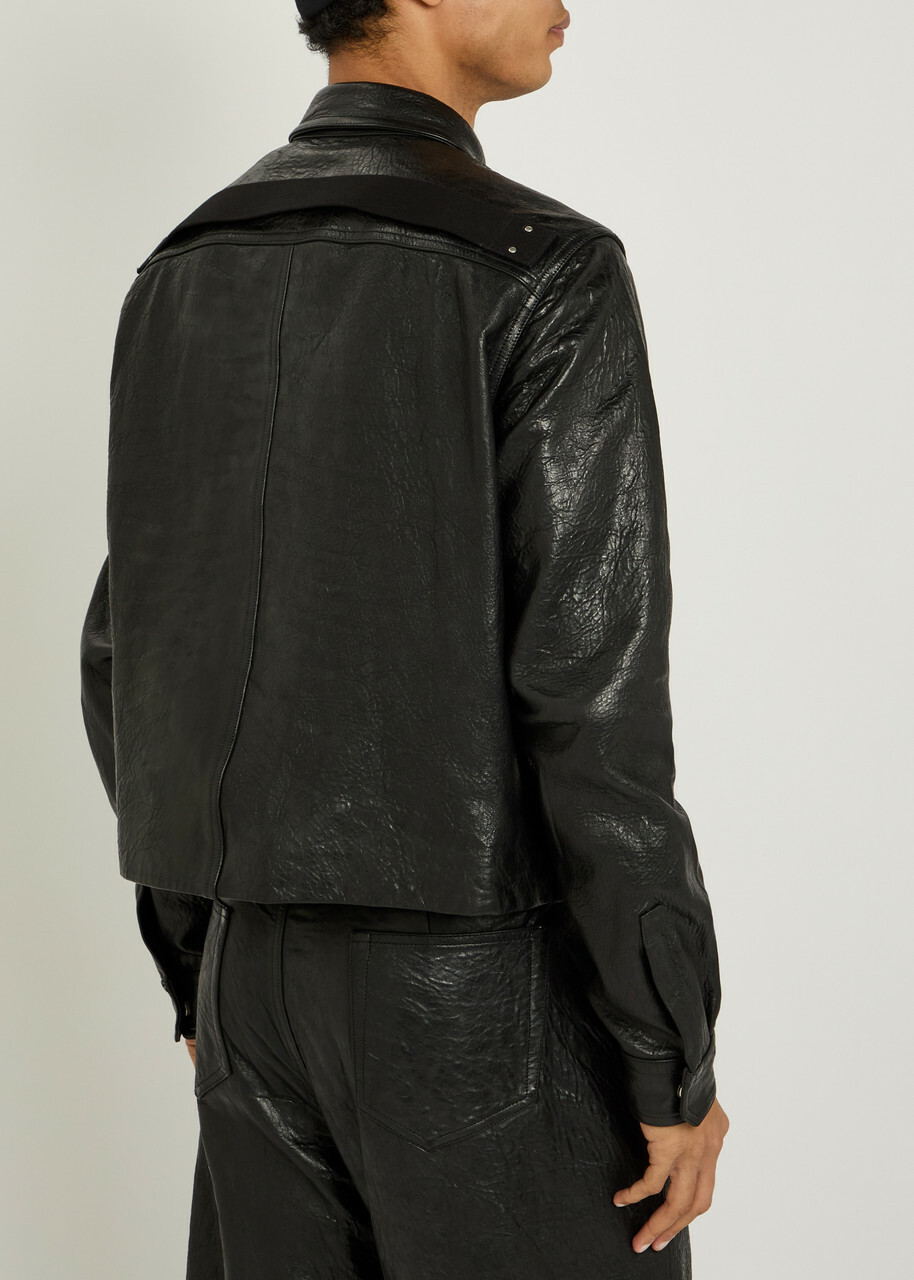 Rick Owens Alice Studded Grained Leather Jacket Black