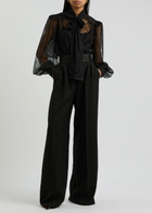 Rebecca Vallance Eclipse Satin-panelled Wide-leg Trousers Black