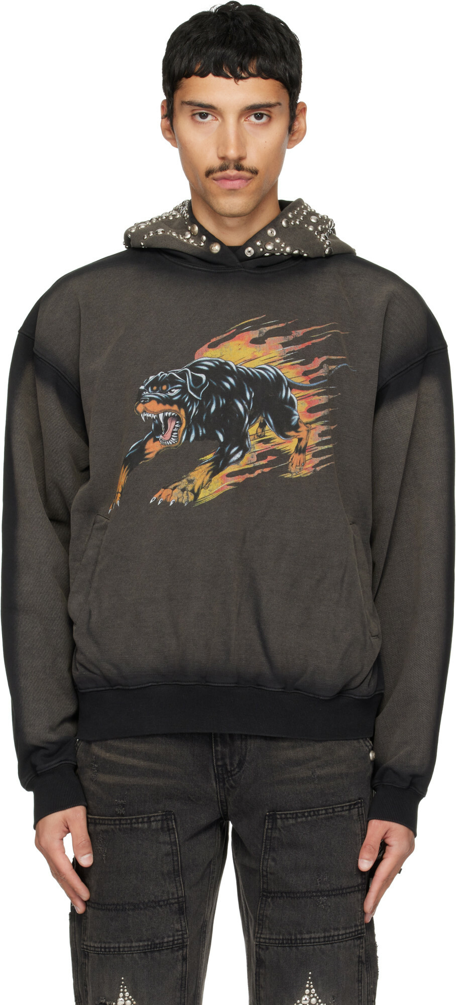 Thug Club Black Dragon Stud Zip-Up Hoodie Thug Club
